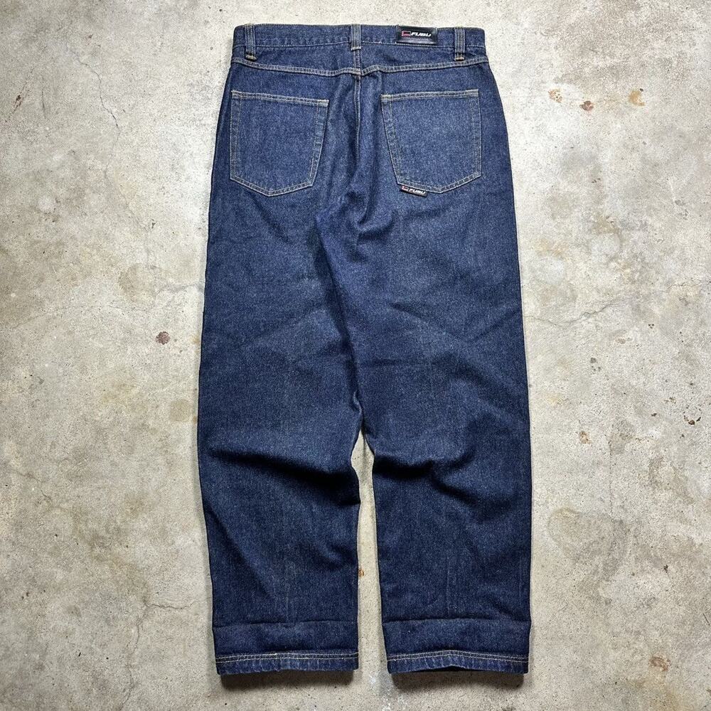 VTG Y2K Baggy Skater Hip Hop FUBU The Collection Blue Denim Jeans Size 36x34